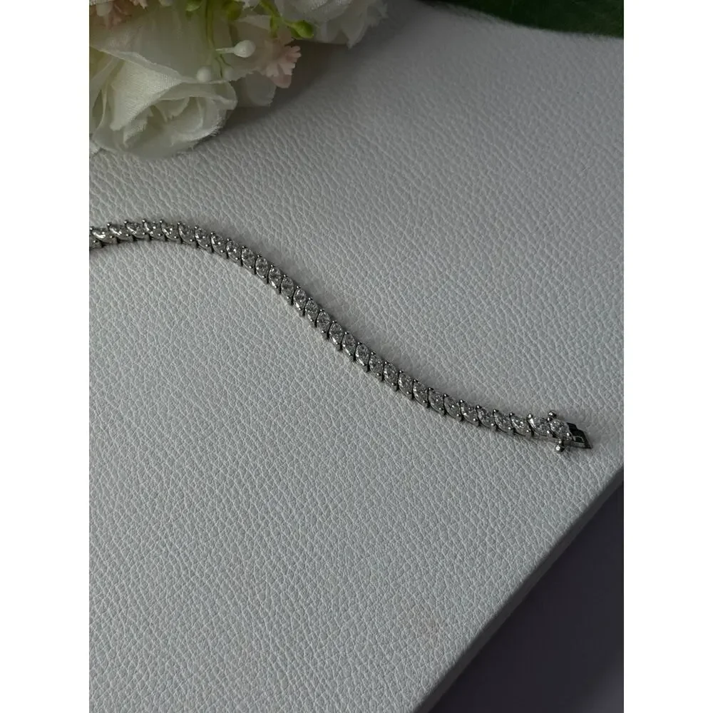 Elegant 925 Sterling Silver CZ Bracelet Length 7.5 Inch